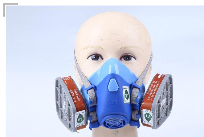 山东宏源防护厂家长期销售hym-9300型硅胶舒适型双罐防毒面具